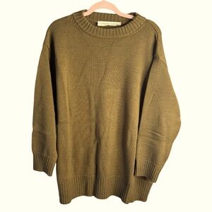 Elizabeth Suzann olive 100% wool cozy essential crew neck jumper sweater NEW